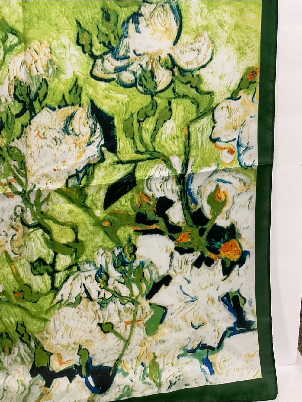 Green Floral Fashion Scarf Square - Picture 5 of 7